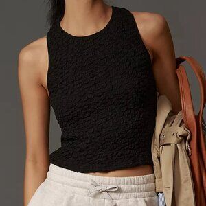 NWOT By Anthropologie Textured Racerback Tank in Black, Size Small